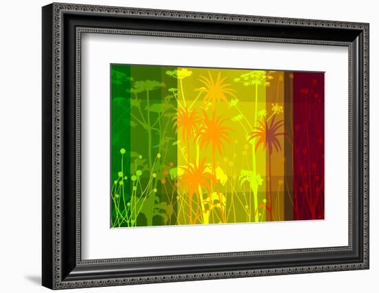 Flower Shades Green Yellow Red-Cora Niele-Framed Photographic Print