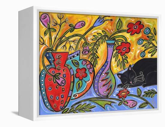 Flower Shop Catnap-Wyanne-Framed Premier Image Canvas
