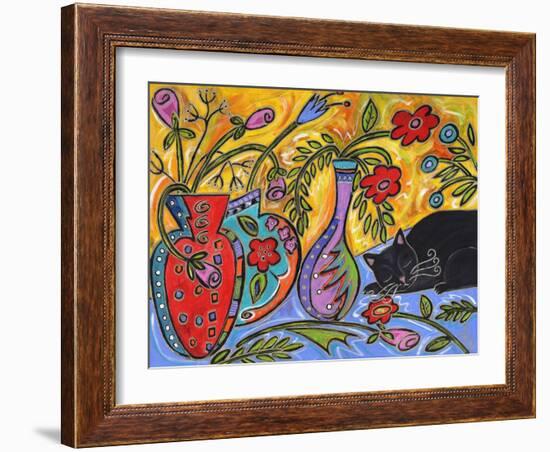 Flower Shop Catnap-Wyanne-Framed Giclee Print