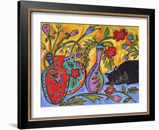 Flower Shop Catnap-Wyanne-Framed Giclee Print