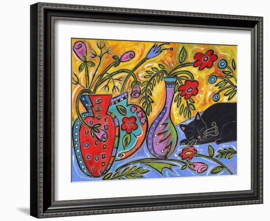 Flower Shop Catnap-Wyanne-Framed Giclee Print