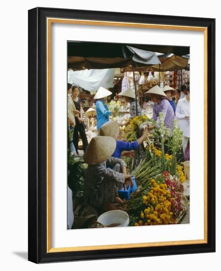 Flower Stall in Southern Delta Village of Mytho, Vietnam, Indochina, Southeast Asia-Doug Traverso-Framed Photographic Print