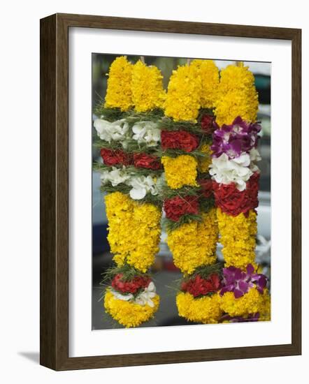 Flower Stall Selling Garlands for Temple Offerings, Little India, Singapore, South East Asia-Amanda Hall-Framed Photographic Print