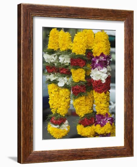 Flower Stall Selling Garlands for Temple Offerings, Little India, Singapore, South East Asia-Amanda Hall-Framed Photographic Print