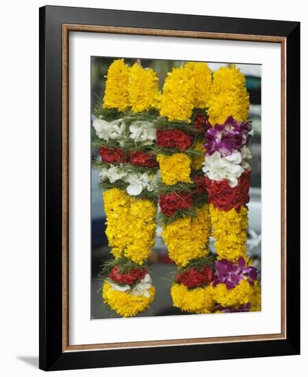 Flower Stall Selling Garlands for Temple Offerings, Little India, Singapore, South East Asia-Amanda Hall-Framed Photographic Print