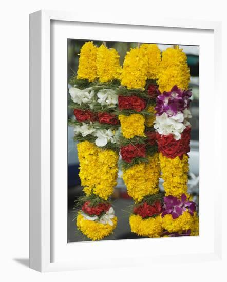 Flower Stall Selling Garlands for Temple Offerings, Little India, Singapore, South East Asia-Amanda Hall-Framed Photographic Print