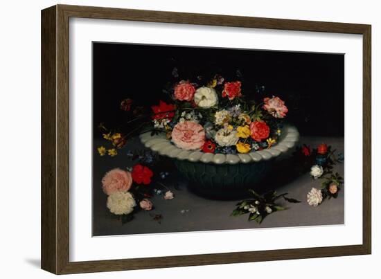 Flower Still Life (Oil on Panel)-Jan the Younger Brueghel-Framed Giclee Print