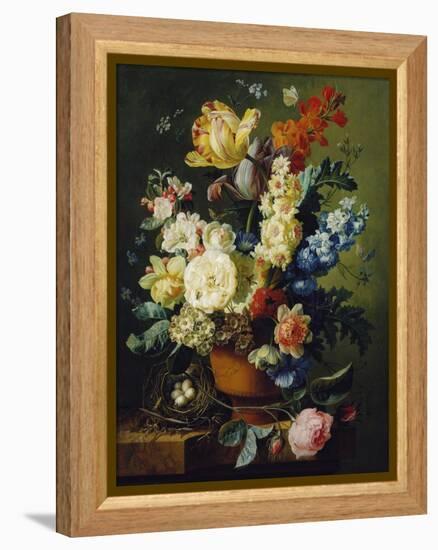 Flower Still Life with Bird's Nest, 1785-Paul Theodor van Brussel-Framed Premier Image Canvas