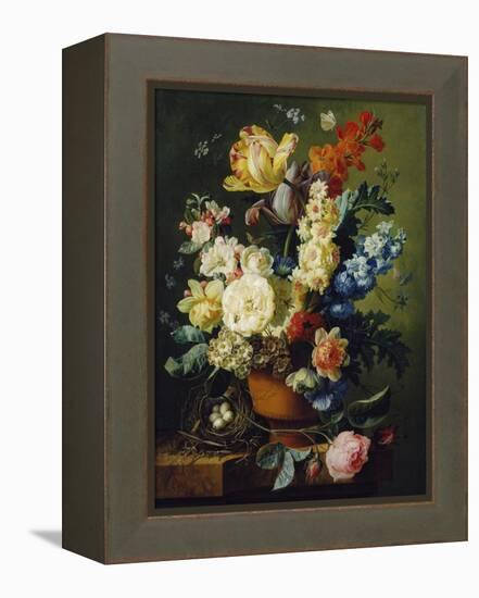 Flower Still Life with Bird's Nest, 1785-Paul Theodor van Brussel-Framed Premier Image Canvas