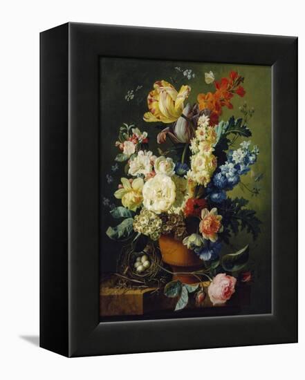 Flower Still Life with Bird's Nest, 1785-Paul Theodor van Brussel-Framed Premier Image Canvas