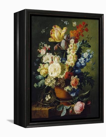 Flower Still Life with Bird's Nest, 1785-Paul Theodor van Brussel-Framed Premier Image Canvas