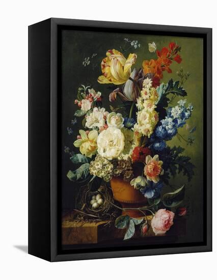 Flower Still Life with Bird's Nest, 1785-Paul Theodor van Brussel-Framed Premier Image Canvas