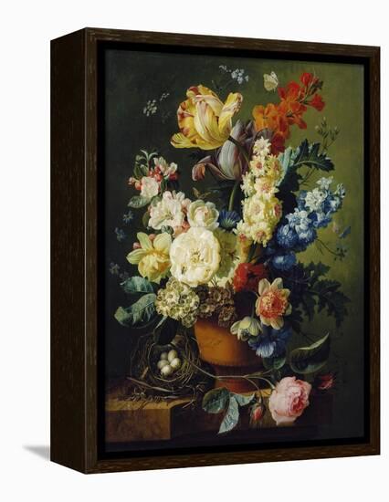 Flower Still Life with Bird's Nest, 1785-Paul Theodor van Brussel-Framed Premier Image Canvas