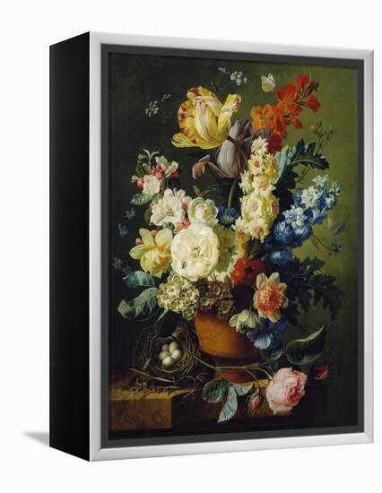 Flower Still Life with Bird's Nest, 1785-Paul Theodor van Brussel-Framed Premier Image Canvas