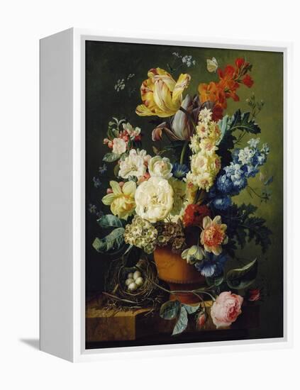 Flower Still Life with Bird's Nest, 1785-Paul Theodor van Brussel-Framed Premier Image Canvas