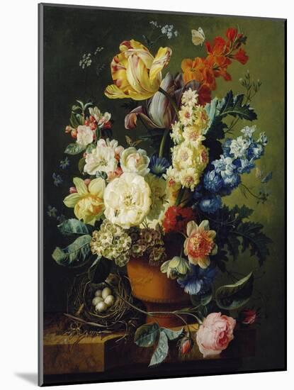Flower Still Life with Bird's Nest, 1785-Paul Theodor van Brussel-Mounted Giclee Print