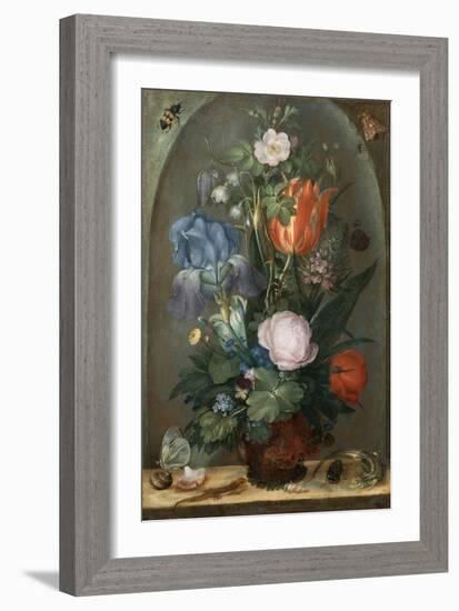 Flower Still Life with Two Lizards, 1603-Roelant Savery-Framed Giclee Print