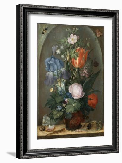 Flower Still Life with Two Lizards, 1603-Roelant Savery-Framed Giclee Print