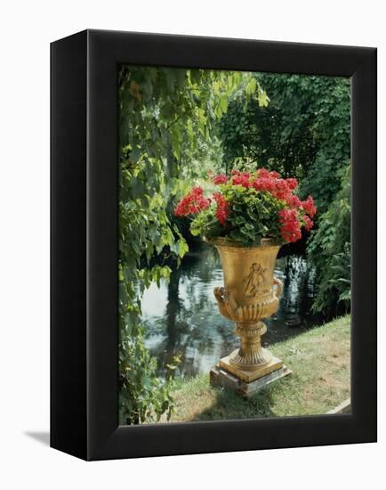 Flower Vase in the Courtyard of Charlottenhof Palace-Karl Friedrich Schinkel-Framed Premier Image Canvas