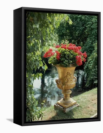 Flower Vase in the Courtyard of Charlottenhof Palace-Karl Friedrich Schinkel-Framed Premier Image Canvas