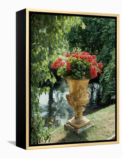 Flower Vase in the Courtyard of Charlottenhof Palace-Karl Friedrich Schinkel-Framed Premier Image Canvas