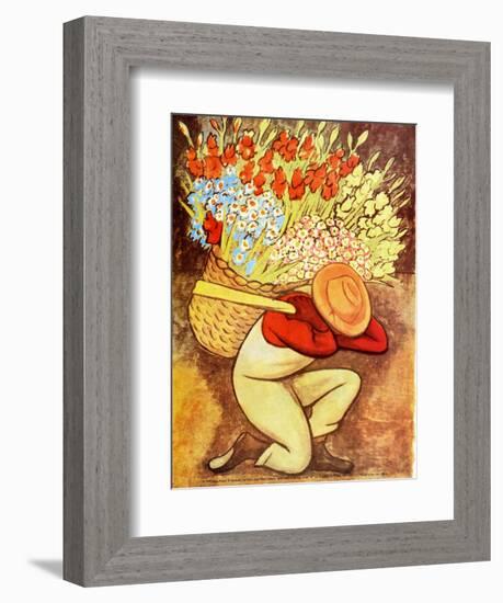 Flower Vendor (Vendedora de Flores)-Diego Rivera-Framed Art Print