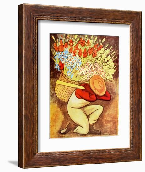 Flower Vendor (Vendedora de Flores)-Diego Rivera-Framed Art Print