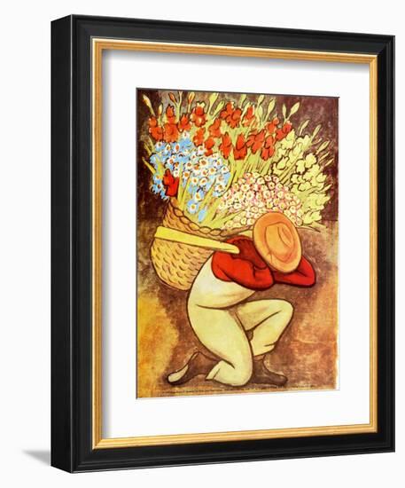 Flower Vendor (Vendedora de Flores)-Diego Rivera-Framed Art Print