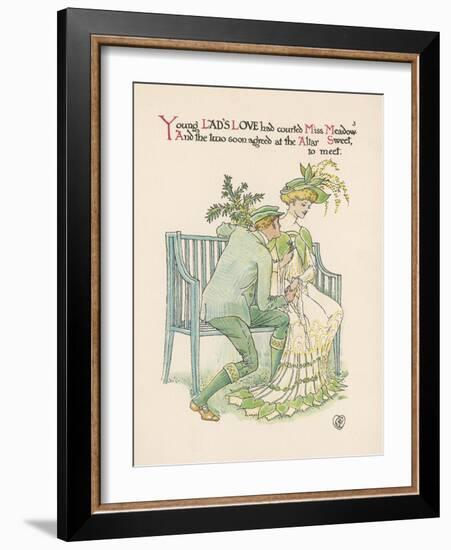 Flower Wedding Described by Two Wallflowers Lad's Love Courts Miss Meadowsweet-Walter Crane-Framed Art Print