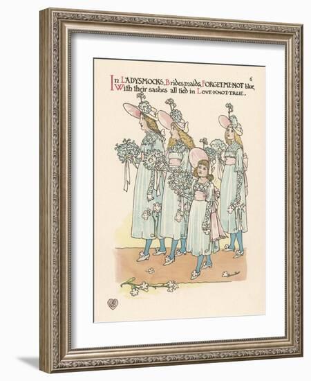 Flower Wedding Described by Two Wallflowers Young Bridesmaids in Forget-Me-Not Blue-Walter Crane-Framed Art Print