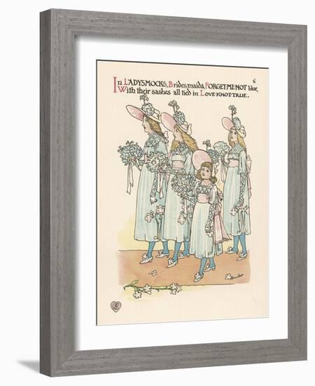 Flower Wedding Described by Two Wallflowers Young Bridesmaids in Forget-Me-Not Blue-Walter Crane-Framed Art Print