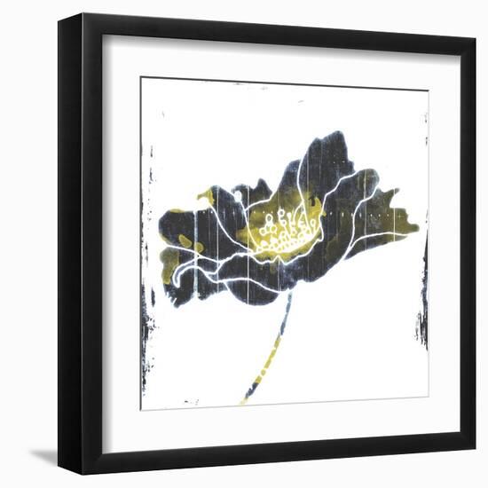 Flower With Blue Yellow-Jace Grey-Framed Art Print