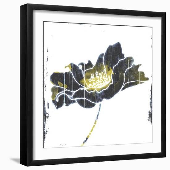 Flower With Blue Yellow-Jace Grey-Framed Art Print
