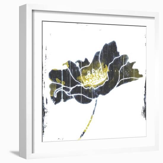 Flower With Blue Yellow-Jace Grey-Framed Art Print