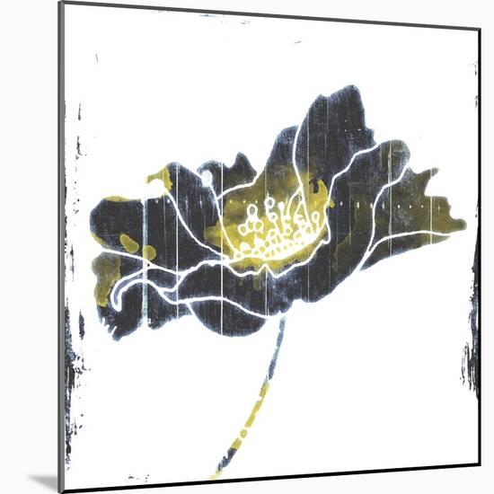 Flower With Blue Yellow-Jace Grey-Mounted Art Print