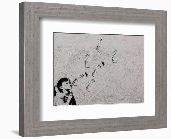 Flower-Banksy-Framed Giclee Print