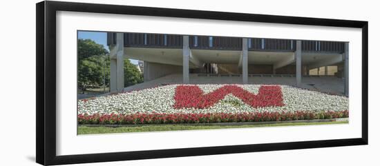 Flowerbed before University Building, University of Wisconsin, Madison, Dane County, Wisconsin, USA-Panoramic Images-Framed Photographic Print