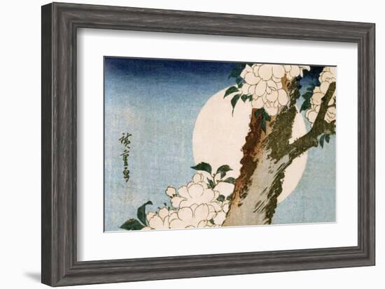 Flowering Cherry Tree and Full Moon-Utagawa Hiroshige-Framed Art Print