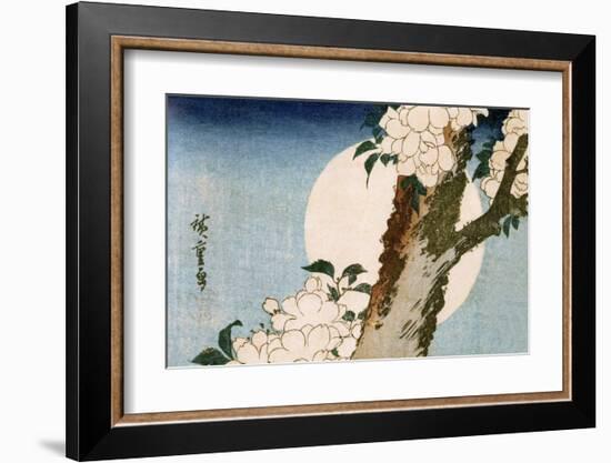 Flowering Cherry Tree and Full Moon-Utagawa Hiroshige-Framed Art Print