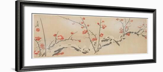 Flowering Plums in Snow, C.1818-29-Yamaoka Gepp?-Framed Giclee Print