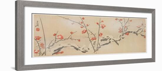 Flowering Plums in Snow, C.1818-29-Yamaoka Gepp?-Framed Giclee Print