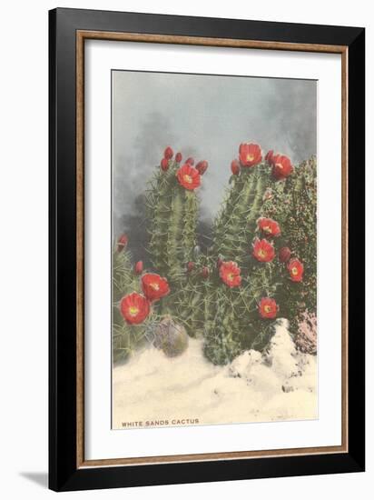 Flowering White Sands Cactus-null-Framed Art Print