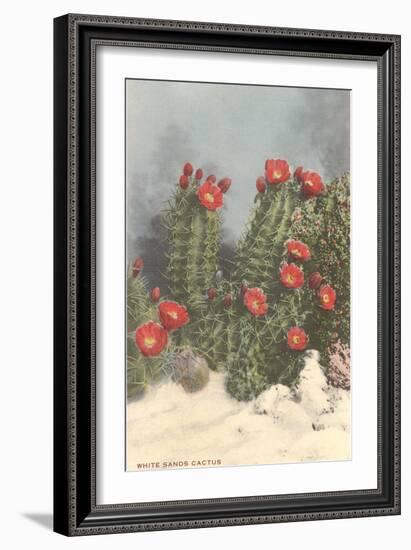 Flowering White Sands Cactus-null-Framed Art Print