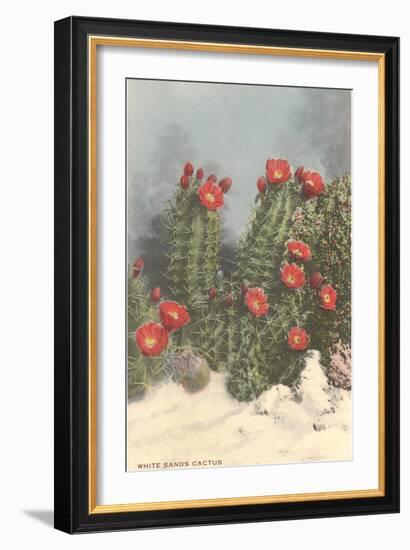 Flowering White Sands Cactus-null-Framed Art Print