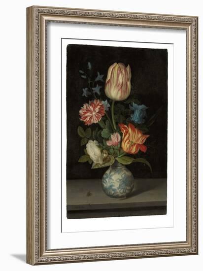 Flowerpiece in a Wanli Vase (Oil on Panel)-Balthasar van der Ast-Framed Giclee Print