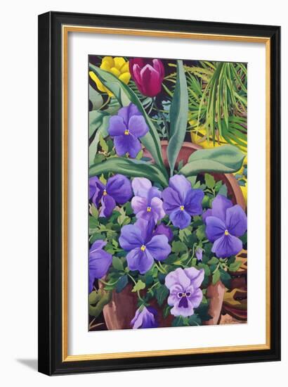 Flowerpots with Pansies, 2007-Christopher Ryland-Framed Giclee Print