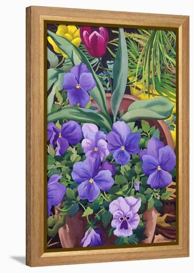 Flowerpots with Pansies, 2007-Christopher Ryland-Framed Premier Image Canvas