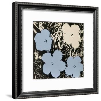Flowers, 1965 (3 blue, 1 ivory)-Andy Warhol-Framed Art Print