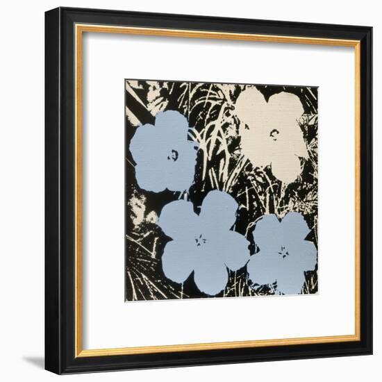 Flowers, 1965 (3 blue, 1 ivory)-Andy Warhol-Framed Art Print