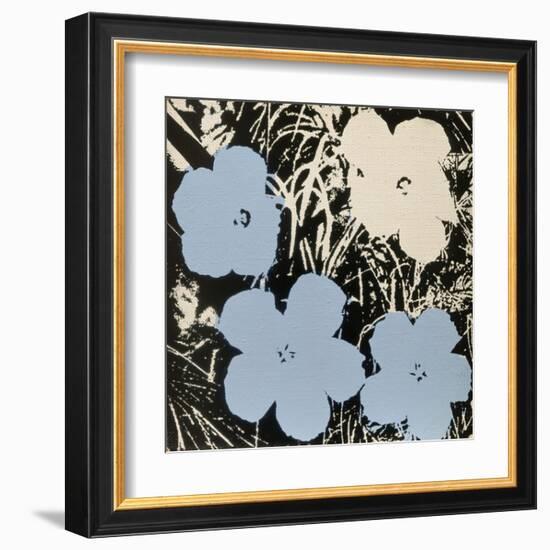 Flowers, 1965 (3 blue, 1 ivory)-Andy Warhol-Framed Art Print